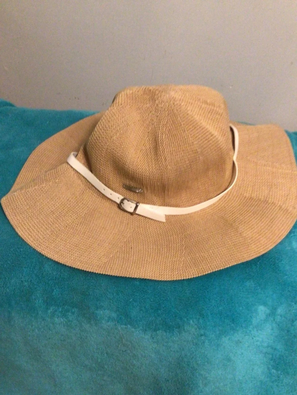 KOORINGAL floppy hat with leather accent and cotton lining and chin te SZ 50cm